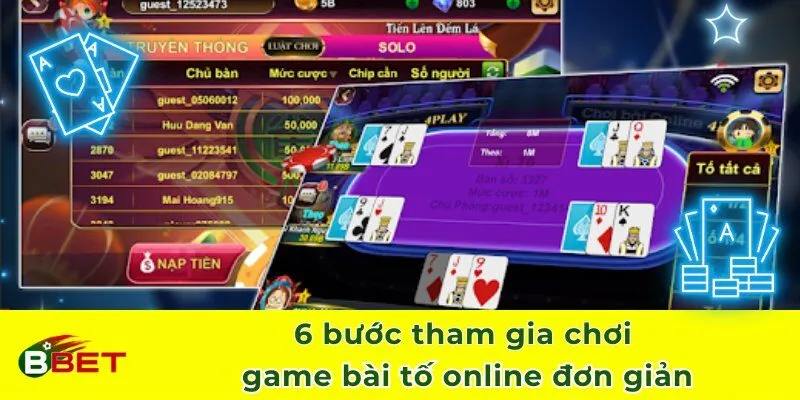 6 bước tham gia chơi game bài tố online đơn giản