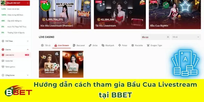 Hướng dẫn cách tham gia Bầu Cua Livestream tại BBET